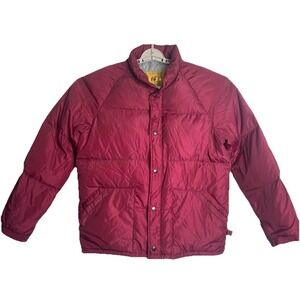 Vintage Camel‎ Goose Down Jacket Puffer Womens Large Outerwear Coat Burgundy Red
